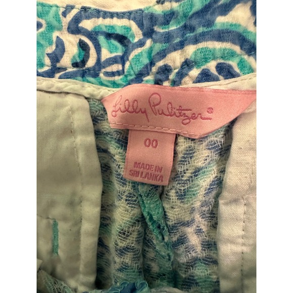 Lilly Pulitzer Addie Shorts Blue Swirl Print Cotton Casual‎ Everyday Size 00 - Picture 6 of 8